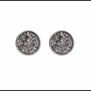 Simple Round Sparkly Smoky Gray Earrings